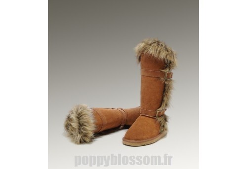 Durable Ugg-228 Grand fourrure Fox Chataigne Bottes